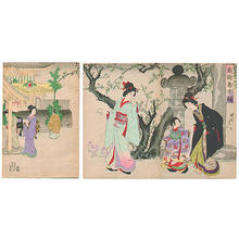 豊原周延: Toshi Toku Ehau Moude- Visiting a temple - Japanese Art Open Database