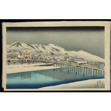 橋口五葉: Snowing at the Sanjo Bridge in Kyoto - Japanese Art Open Database