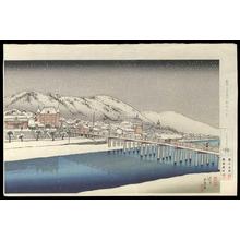 Hashiguchi Goyo: Snowing at the Sanjo Bridge in Kyoto - Japanese Art Open Database