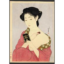 橋口五葉: Woman Applying Makeup- Kesho no Onna — 化粧の女 - Japanese Art Open Database