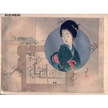 Hamada Josen: Bijin and map - Japanese Art Open Database