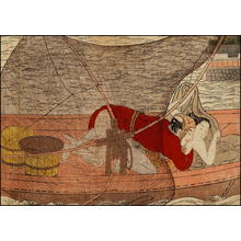 Suzuki Harunobu: Fisherman making love to a partly clothed girl on his boat - Japanese Art Open Database