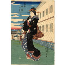 Utagawa Hiroshige: Bijin outside the residence of the feudal lord Kuroda in Kasumigaseki - Japanese Art Open Database