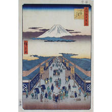 Ando Hiroshige, 歌川広重 (Hiroshige 1 Ando (歌川広重))による浮世絵「The street Suruga-cho and Mount Fuji」