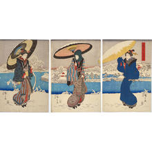Utagawa Hiroshige: Snow at Shinobazu Pond, Ueno — 上野不忍の池雪乃景 - Japanese Art Open Database