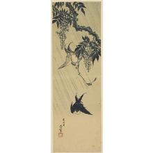Katsushika Hokusai: Swallows and wisteria - Japanese Art Open Database