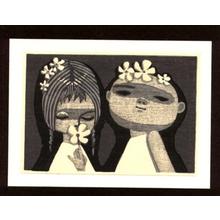 Ikeda Shuzo: two girls and flowers - Japanese Art Open Database