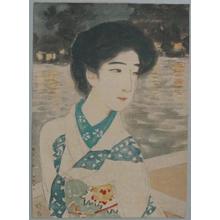 Ikeda Terukata: Bijin by lake - Japanese Art Open Database