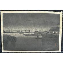 Tsuchiya Koitsu: Rainy Day at Yokohama Harbor - Japanese Art Open Database