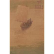 Ito Yuhan: Boatmen at sunset at Miyajima - Japanese Art Open Database