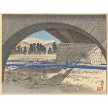 Jokata Kaiseki: The Oigawa Bridge and Mt Fuji — 大井川 - Japanese Art Open Database