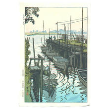 笠松紫浪: Ferry in Edogawa Imai - Japanese Art Open Database