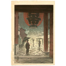 笠松紫浪: Red Lantern at Akasuka Temple - Japanese Art Open Database
