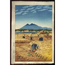 笠松紫浪: Rice Harvesting - Japanese Art Open Database