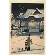 Kasamatsu Shiro: Spring Snow at Toriku Shrine, Asakusa - Japanese Art Open Database