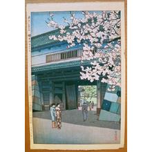 笠松紫浪: Unknown, temple in spring - Japanese Art Open Database