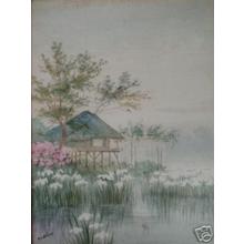 Kasetsu: Hut by iris pond - Japanese Art Open Database