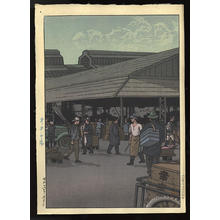 Japanese Print "Central Market" by Kawase Hasui, 川瀬巴水 (Kawase Hasui (川瀬巴水))