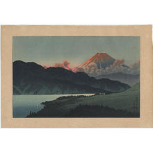 Kawase Hasui, 川瀬巴水 (Kawase Hasui (川瀬巴水))创作的日本版画《A Nocturnal Fuji, Lake Ashino》