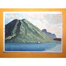 川瀬巴水: Autumn at the crater lake of the Haruna volcano — 榛名湖 - Japanese Art Open Database