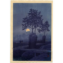 川瀬巴水: Full Moon at Gamo - Japanese Art Open Database