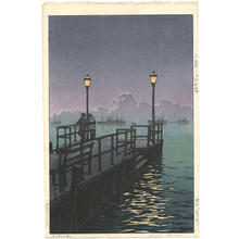 川瀬巴水: Harbor at Night, Otaru - Japanese Art Open Database