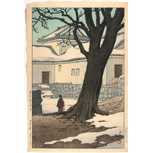 川瀬巴水: Lingering Snow at Hikone Castle - Japanese Art Open Database