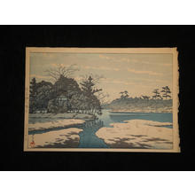 川瀬巴水: Lingering Snow at Sensoko Pond - Japanese Art Open Database