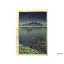 川瀬巴水: May Rain- Arakawa — 五月雨（荒川） - Japanese Art Open Database