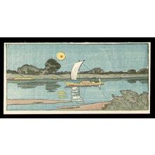 川瀬巴水: Moonlit Night at Kawagishi - Japanese Art Open Database