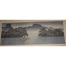 川瀬巴水: Rain, lake, pond, boat - Japanese Art Open Database