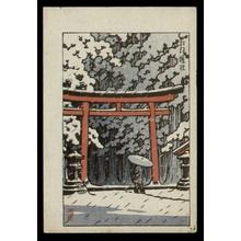 川瀬巴水: Shrine Gate in Snow - Japanese Art Open Database