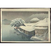 川瀬巴水: Snow Falling at Ishinomaki - Japanese Art Open Database