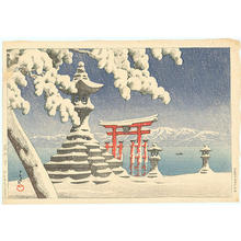 川瀬巴水: Snow at Itsukushima - Japanese Art Open Database
