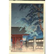 川瀬巴水: Spring Rain- Gokokuji - Japanese Art Open Database