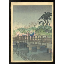 川瀬巴水: Spring Rain at Benkei Bridge - Japanese Art Open Database