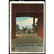 Japanese Print "Tamon Temple, Hamahagi, Boshu" by Kawase Hasui, 川瀬巴水 (Kawase Hasui (川瀬巴水))