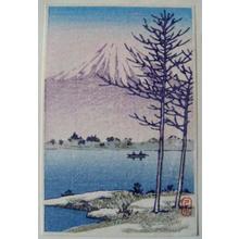 Japanese Print "Unknown- Fuji and Lake" by Kawase Hasui, 川瀬巴水 (Kawase Hasui (川瀬巴水))