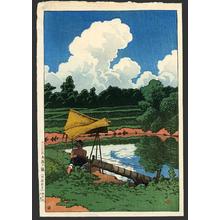Japanese Print "A water conduit- a scene in Sado" by Kawase Hasui, 川瀬巴水 (Kawase Hasui (川瀬巴水))
