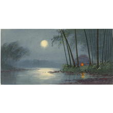 武内桂舟: Full moon above a misty bamboo glade - Japanese Art Open Database