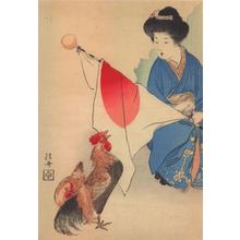 武内桂舟: Totenko- A Cock Crows - Japanese Art Open Database