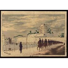 Kobayashi Kiyochika: Clear weather after snow at the former Imperial Palace - Japanese Art Open Database