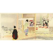 Kobayashi Kiyochika: A scene of winter competition of poems - Japanese Art Open Database