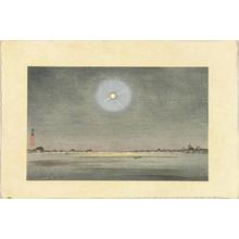 Kobayashi Kiyochika: The Winter Moon - Kinryuzan Viewed from the Banks of the Sumida River — 墨堤より望む金龍山 冬の月 - Japanese Art Open Database