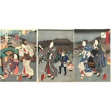 Japanese Print "Visiting a temple — Sekidera" by Utagawa Kunisada, 歌川国貞 (Kunisada 1 Utagawa (1786-1865)- Toyokuni 3 (歌川国貞-豊国三代))