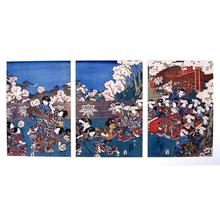 Utagawa Kunisada, 歌川国貞 (Kunisada 1 Utagawa (1786-1865)- Toyokuni 3 (歌川国貞-豊国三代))创作的日本版画《A Noble Lady & Her Court Viewing Dancers》