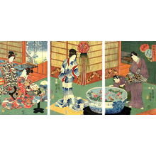 Japanese Print "A family celebrating the Tanabata Festival" by Utagawa Kunisada, 歌川国貞 (Kunisada 2 Utagawa (1823-1880)- Kunimasa 3- Toyokuni 4 (歌川国貞（二代）))