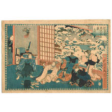 Estampe japonaise "Act.9, Rikiya attacks Honzo because Honzo insulted his father." par Utagawa Kuniyoshi, 歌川国芳 (Kuniyoshi Utagawa (1798-1861) Ichiyusai — 歌川国芳 一勇斎国芳)