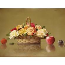 前田藤四郎: Rose Basket and Fruit — 篭の薔薇と果実 - Japanese Art Open Database