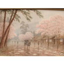 Matsumoto Y: Spring cherry street scene - Japanese Art Open Database